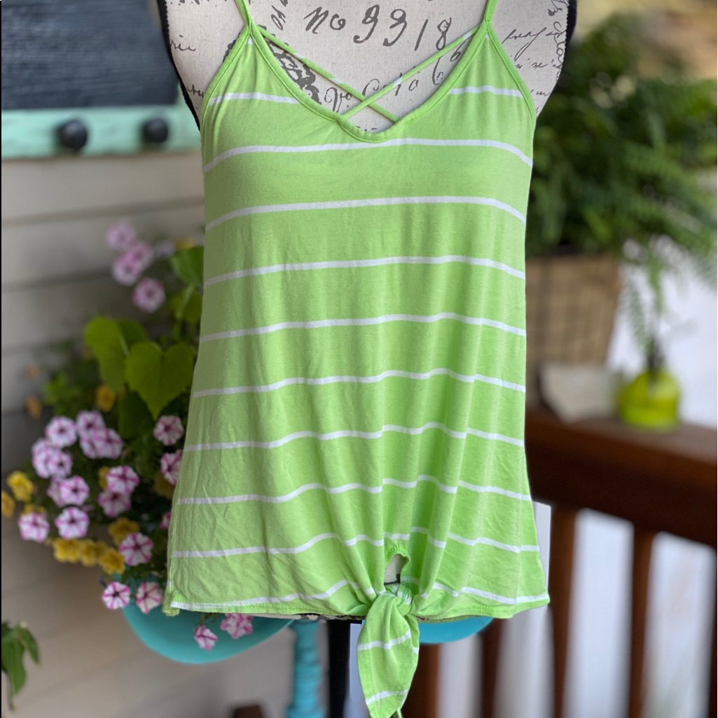 Lime Green Spaghetti Strap Tank Top L
